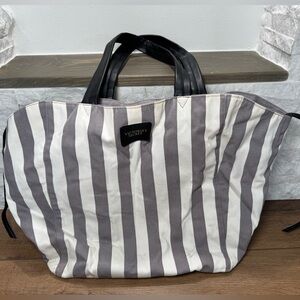 Victoria's Secret Gray and White Striped Tote